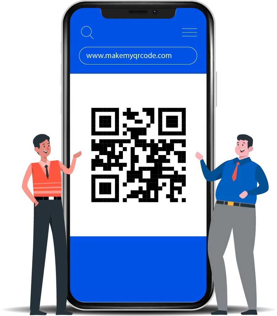 Smartphone displaying a large QR code created with Make My QR Code